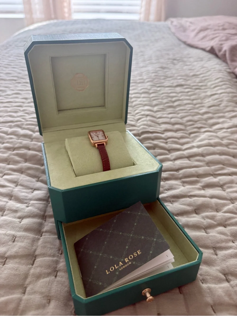 Mother of Pearl Lola Rose Watch with Brown Leather Strap